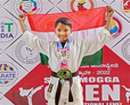 Udupi: Nirmala Eng Med School student Abaya Poojary bags gold in Int’l Karate Championship